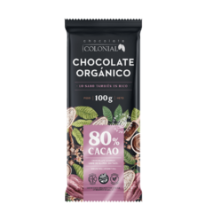 COLONIAL TABLETA DE CHOCOLATE ORGANICO 100gr 80% SIN TACC