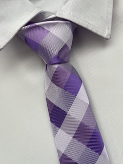 Gravata Slim Fit Xadrez Lilas