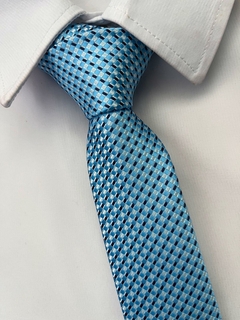 Gravata Slim Azul Claro - 2400 fios