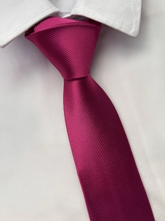 Gravata Rosa Pink Fuscia Riscadinha (Slim e Semi Slim)