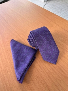 Conjunto Gravata e Lenço Roxo Slim