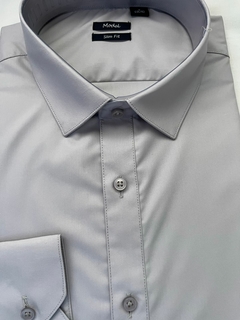 Camisa Social Slim Fit Cinza Lisa - Modal - comprar online