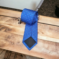 Gravata Semi Slim Azul Royal Pontinhos- 2400 Fios - comprar online