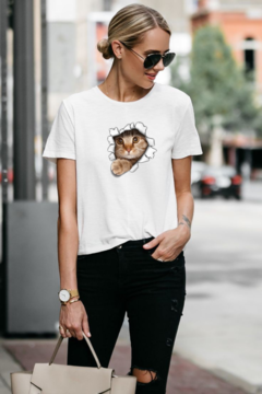 Remera (Modal) Gato de pared (Mujer)