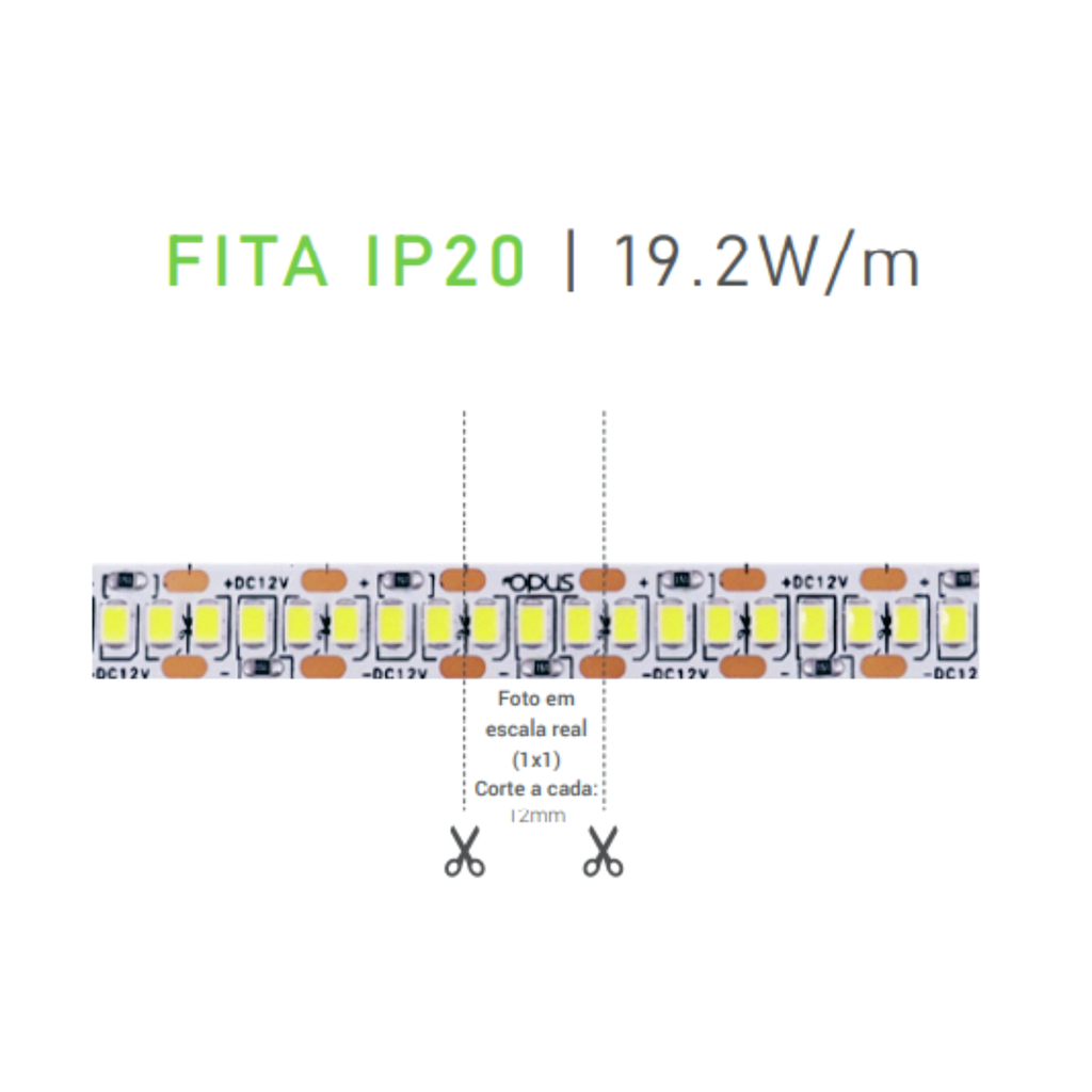 FITA LED 120LEDS/M 2835 9,6W/M 12V 4000K 980LM/M IP20 / 5 METROS