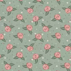 Tricoline Digital - COLEÇÃO CASINHAS - MINI FLORAL MENTA - 0,50m X 1,50m