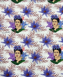 Tricoline Digital - FRIDA KAHLO - FLOR ROXA - 0,50m X 1,50m