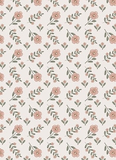 Tricoline Estampada - Coleção BORBOLETANDO - FLORES PEQUENAS ROSÊ - 0,50m X 1,50m