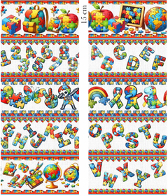 BARRADOS - ESTAMPA AUTISMO - faixas - barrados - 0,50 cm x 1,50 cm TRICOLINE 100% ALGODÃO - ESTAMPARIA DIGITAL na internet