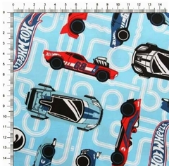 Tricoline Licenciado HOT WHEELS - Fundo AZUL - 0,50M X 1,50M