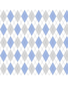 Tricoline XADREZ TRAPÉZIO -Coleção GEOMÉTRIC - Azul Bebe, Cinza e Branco - 0,50M X 1,50M