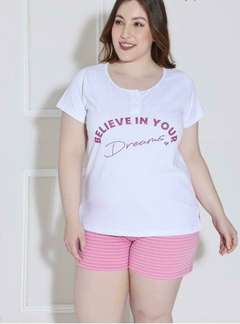 Pijama Georgette Talles grandes, remera y Short de Jersey. (398)