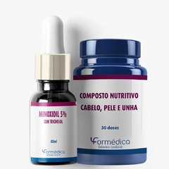 Solução de minoxidil 5% 60ml + Composto nutritivo 30 doses