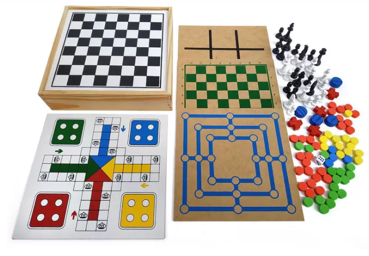 Jogo 3 em 1 Ludo, Dama e Trilha