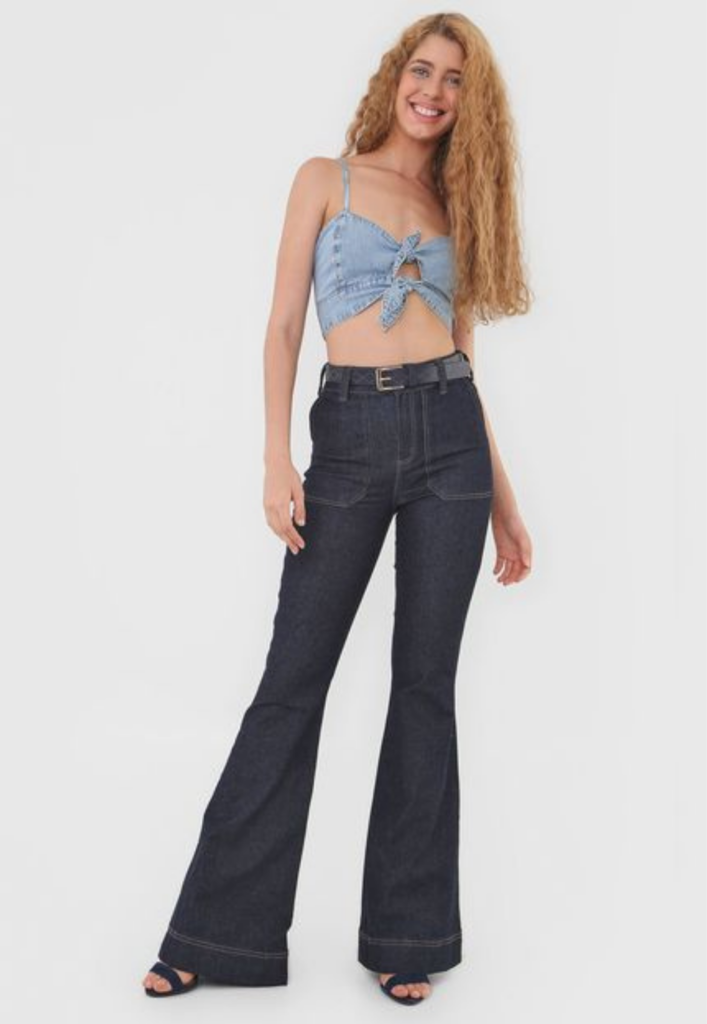 Calça flare jeans colcci 2025