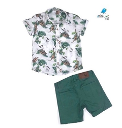 Camisa Beto - Camisa Dino e bermuda verde musgo