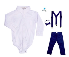 Conjunto Antony - Camisa Branca e Calça Azul Marinho (quatro peças) | Azul Marinho - comprar online