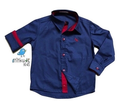 Camisa Léo - Azul Marinho e vermelha | Adulta