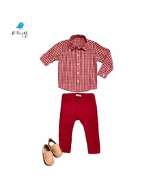 Camisa Augusto - xadrez pequeno vermelho na internet