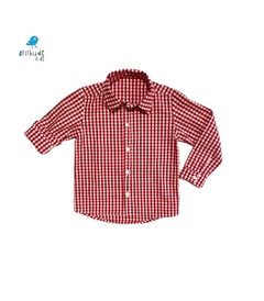 Camisa Augusto - xadrez pequeno vermelho