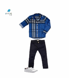 Camisa Rafael - Infantil |Xadrez Azul| inspiração Burberri - comprar online