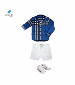 Camisa Rafael - Infantil |Xadrez Azul| inspiração Burberri na internet