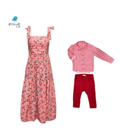 Kit Vestido longo e camisa -|xadrez vermelho Tal mãe, tal filho - comprar online