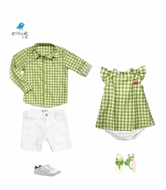 Vestido Carol - xadrez verde com branco c/ calcinha (2 pçs) - comprar online