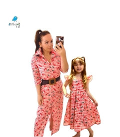 Conjunto LAURA |TAL MÃE TAL FILHA / XADREZ COM CEREJA