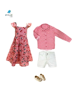 Conjunto LAURA |TAL MÃE TAL FILHA / XADREZ COM CEREJA - Atithude Kids