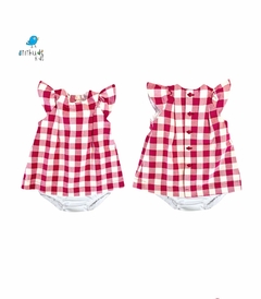 Vestido Carol - xadrez vermelho com branco c/ calcinha ( 2 pçs) - comprar online