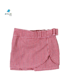 Shorts saia infantil |xadrez vermelho