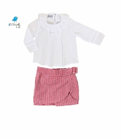 Shorts saia infantil |xadrez vermelho - comprar online