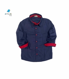 Camisa Léo - Azul Marinho e Vermelho