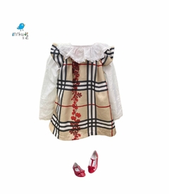 Vestido Mireli com camisa - xadrez com flor vermelha - Atithude Kids