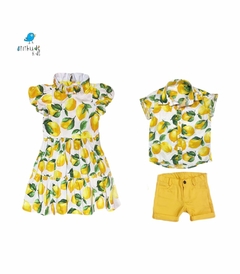 Conjunto irmãos Limão - Camisa e Vestido midi (duas peças)