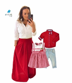 SAIA LONGA COM PREGAS - VERMELHA - Atithude Kids