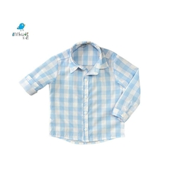 Kit camisa Mário - Tal pai, tal filho xadrez azul bebe (duas peças) - comprar online