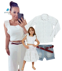 Camisa Benício - Branca com estampa branca - Atithude Kids