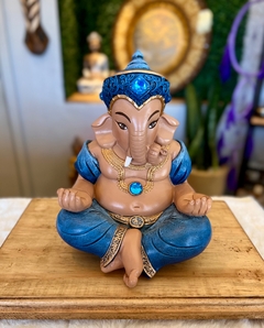 Ganesha Sentado (21cm) - degradê azul