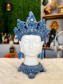 Busto Deusa Tara (28cm) - azul e branco