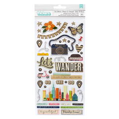 Vicki Boutin Let's Wander Thickers Stickers 87/Pkg Let's Wander Phrase/ Chipboard