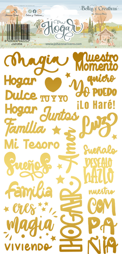 Foam Sticker dorados frases MI HOGAR