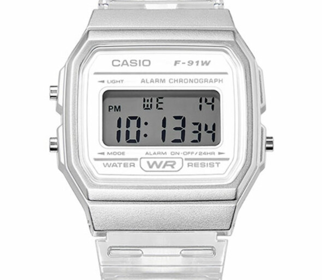 Reloj Casio F-91ws digital transparente colores