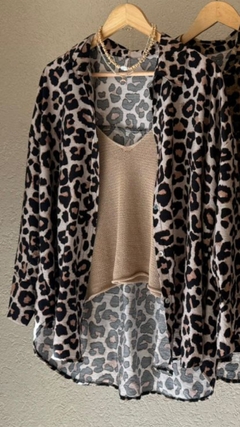 camisa Genova animal print de poplin