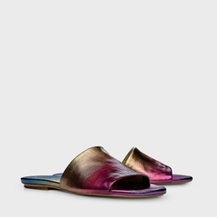 FLAT SLIDE BOLD EM COURO METALIZADO SUNSET CARRANO 314002B - comprar online