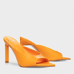 OPEN MULE RECORTE SALTO SCULPTURAL COURO TANGERINE CARRANO 561003 - comprar online