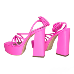 SANDÁLIA SALTO ALTO ROSA FLUORESCENTE VICENZA 1506007 - comprar online