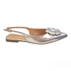 SLINGBACK METALIZADO PRATA FLOR COM TACHINHAS DOURADA SANTA FLOR 10019675