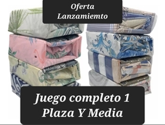 Juego sabanas Estampada o Lisa de 1 plaza y media Super oferta